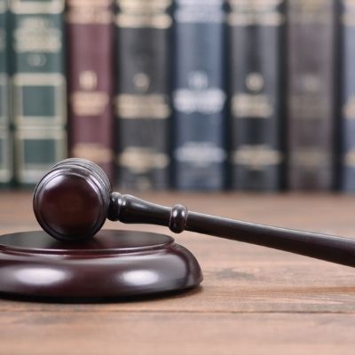 Close up of a gavel used by judges in court