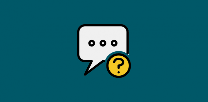 A illustration with a speech bubble and a question mark
