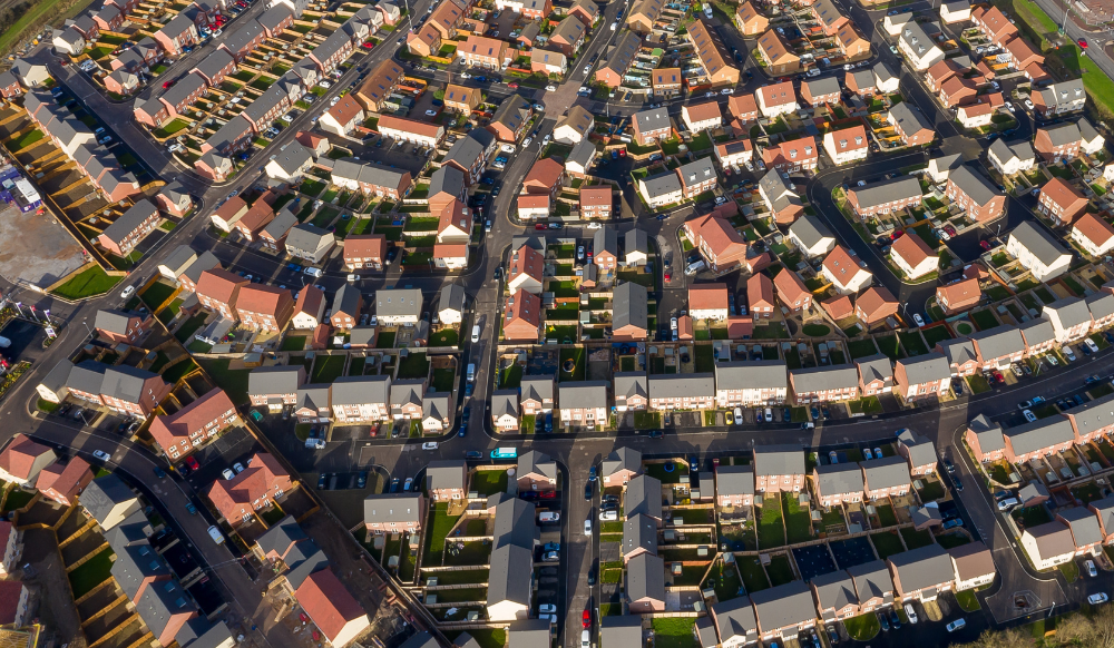 aerial view of large housing estate