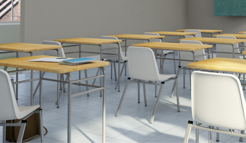 rows of desk in classroom