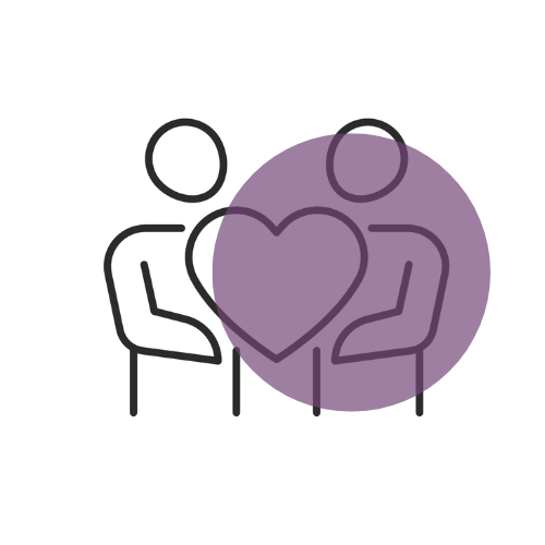 two people sharing a heart purple icon