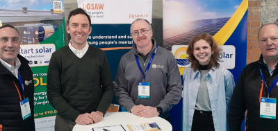 3 representatives from Start Solar pictured with Jigsaw Fundraising manager and Jigsaw Corporate fundraising officer, to announce Jigsaw as Start Solar's charity partner.